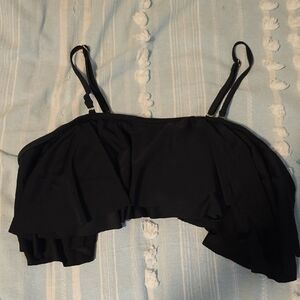 Black Ruffled Bikini Top